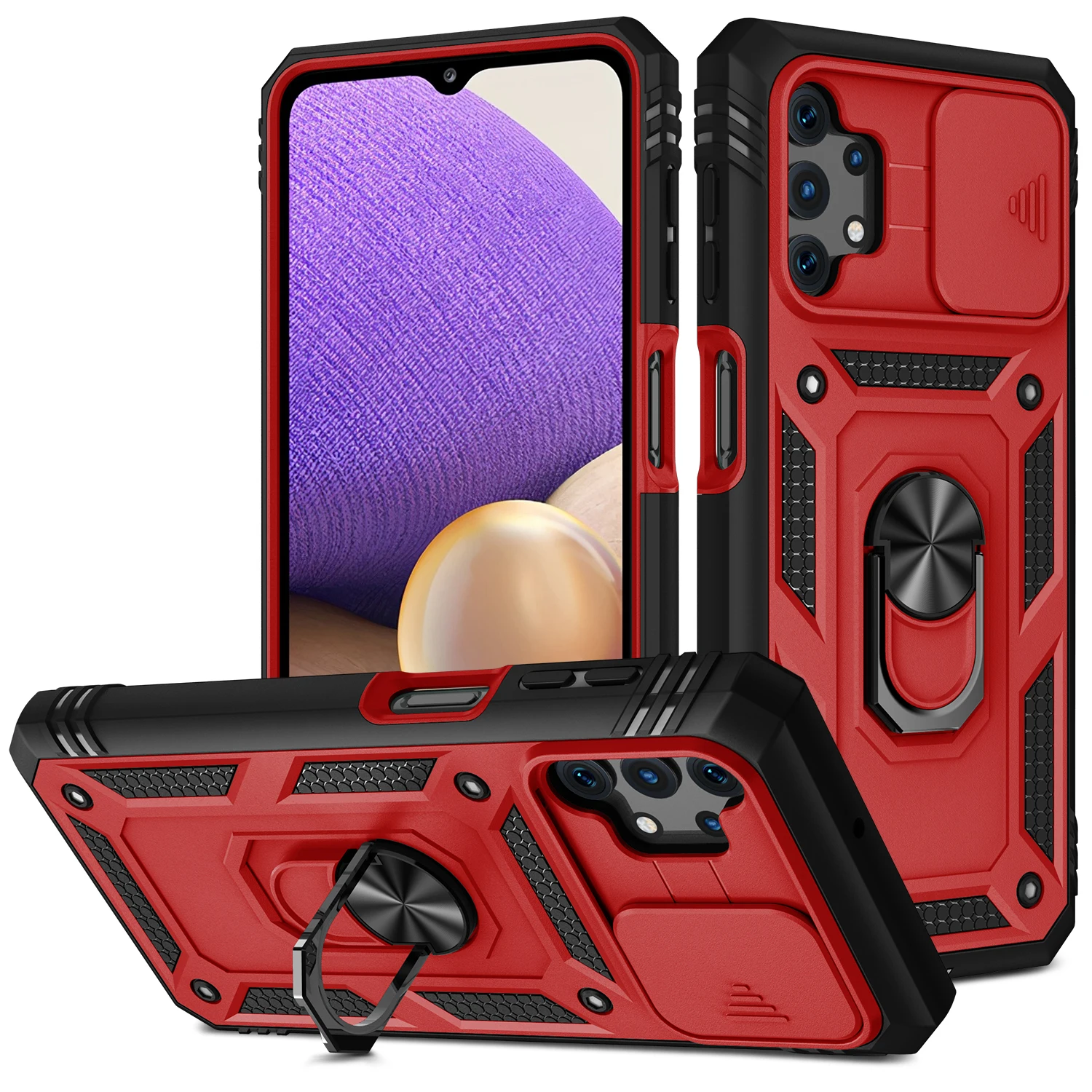 Universal 360° Full Protection Phone Case with Slider Camera Guard and Kickstand