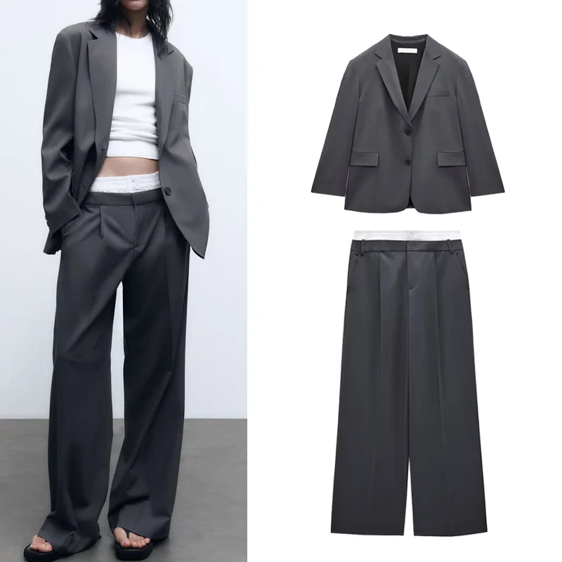 

2023 Spring New Women's Clothes All-match Loose Casual Suit Jacket High Waist Trousers Two-piece Set