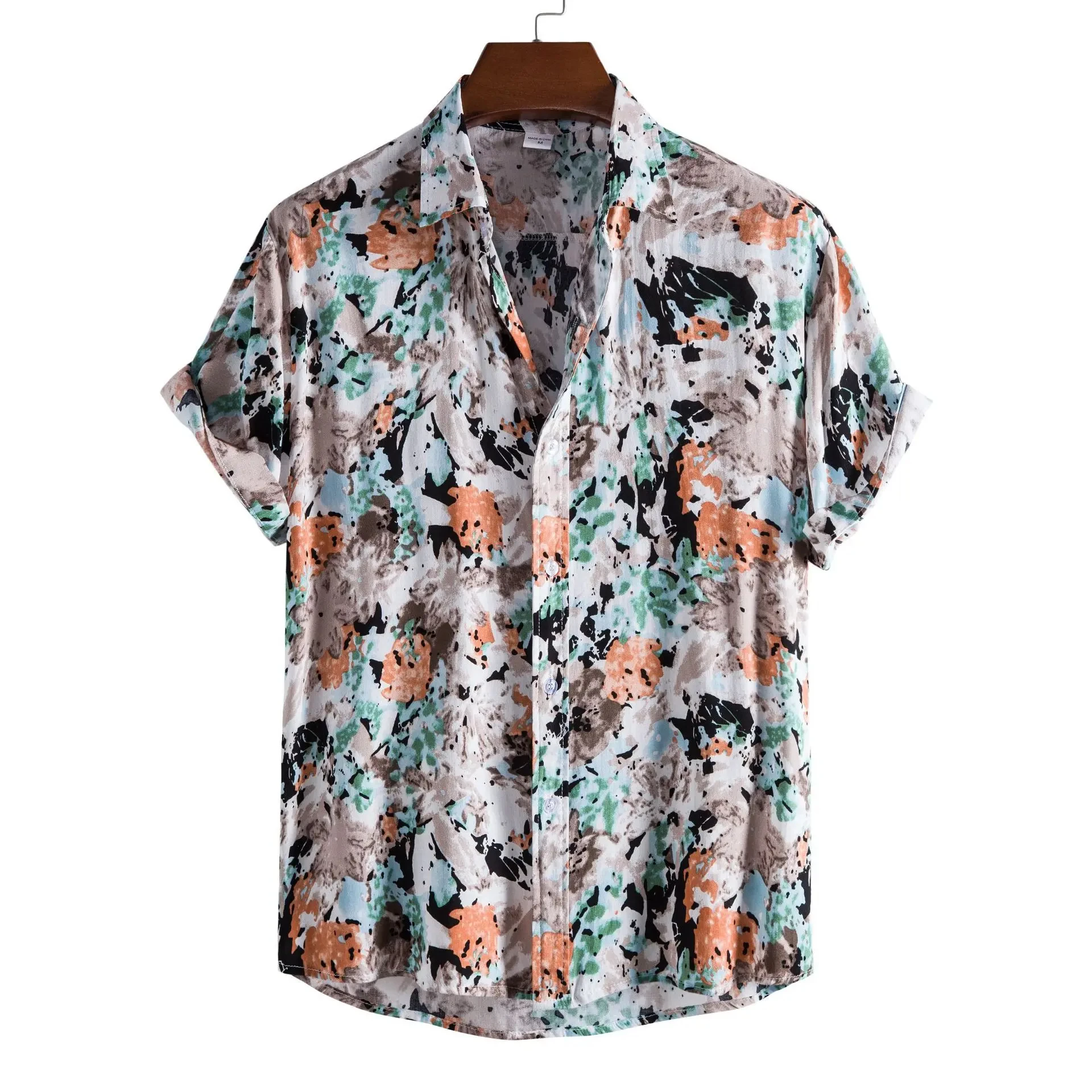 

Hawaiian beach style shirt, seaside vacation casual wear, men's high-end breathable fashion, summer short sleeved high street Ko