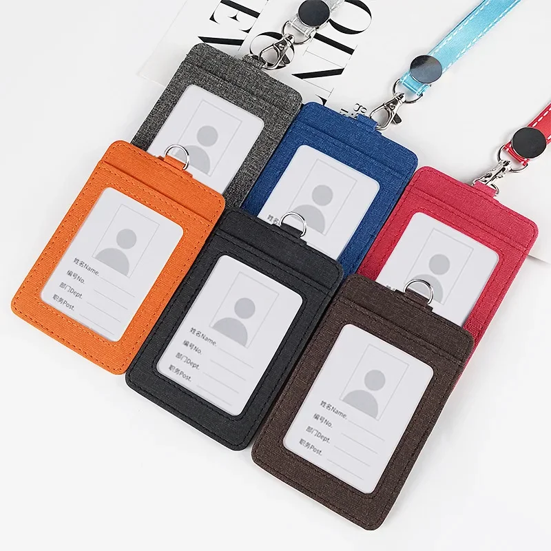 

3 Layer Card Holder Lanyard for Bussniess Simplicity Solid Color ID Card Holder Lanyard for Worker Student Linen Card Holder