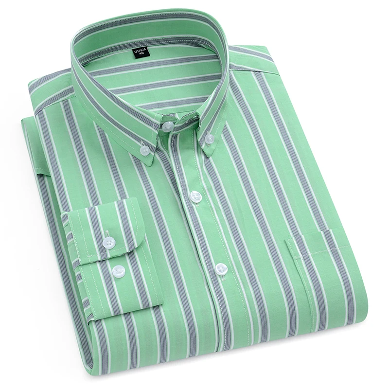 Men\'s Fashion Striped Long-sleeved Dress Shirts Korean New Brand Model Slim Youth Color Shirt Casual Plaid Campus Man Clothes