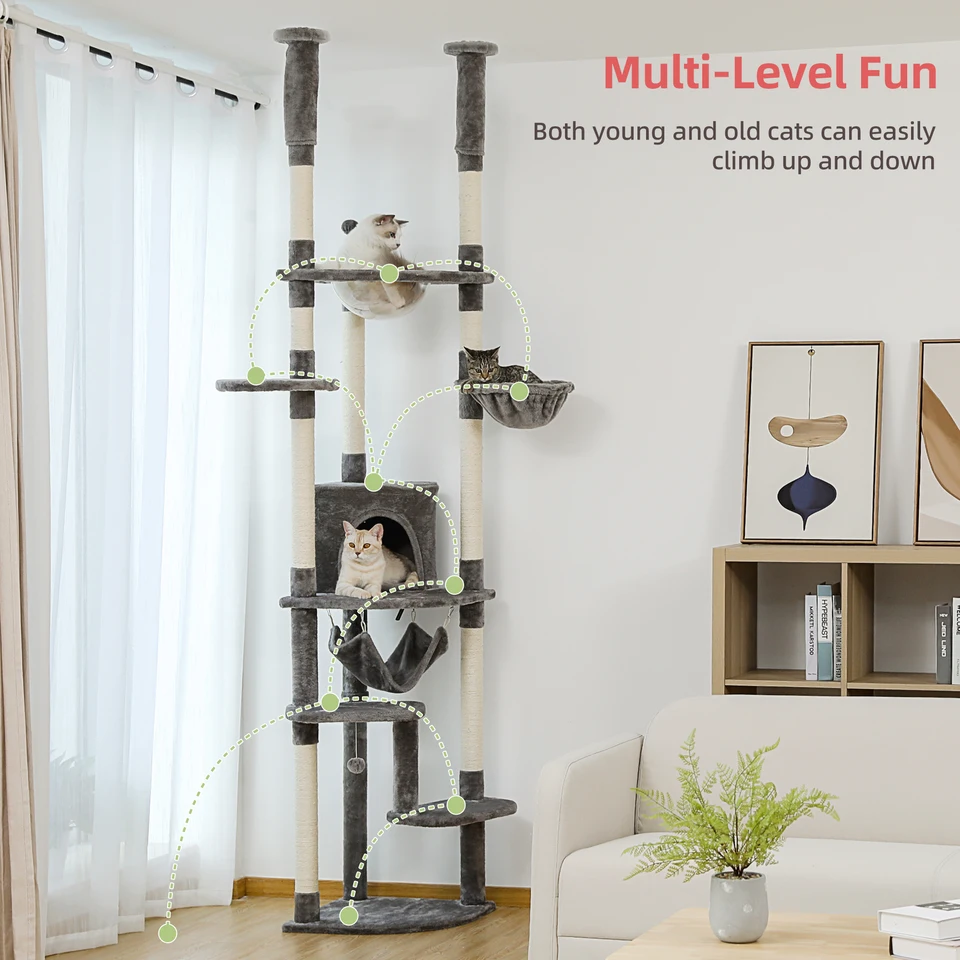 Adjustable Floor to Ceiling Cat Tree Tower