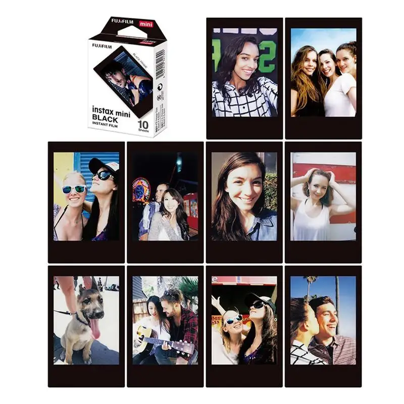 Fujifillm Instax Mini Black Frame Color Film 10/30/50 Sheets For Fujifillm Instant Mini 12,11, 9, 8 7s Camera For SP-1/2 Printer