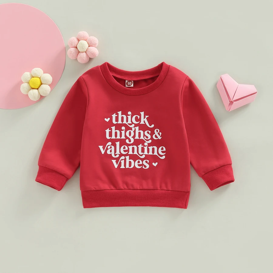 0-3Years Baby Girls Sweatshirt, Long Sleeve Crew Neck Letters Print Pullover Tops for Valentine Day