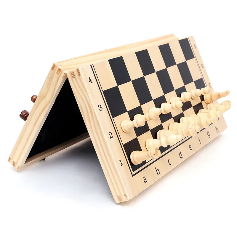 

Hot Folding Wooden Magnetic Chess Pieces Solid Wood Chessboard 29/34/39cm Chess Set Child Training Gifts Competition Board Games