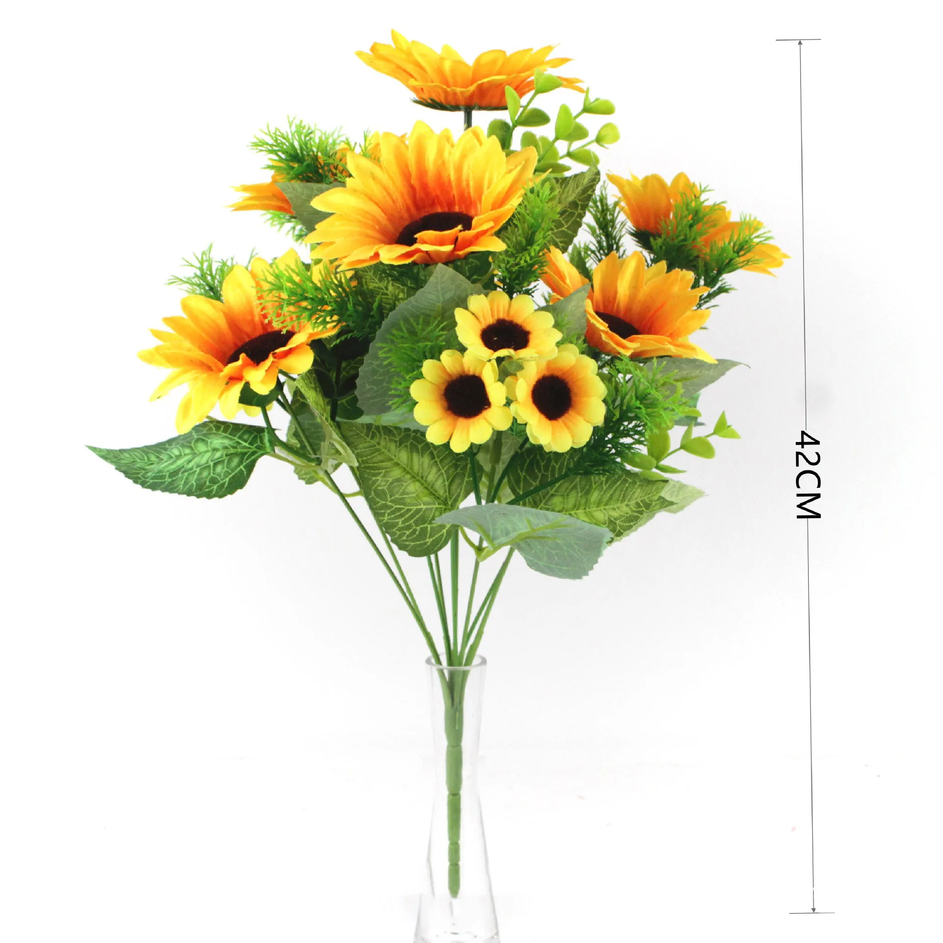 Summer Big Artificial Sunflowers Flowers Silk High Quality Home Decoration  DIY Small Craft Fake Flower Wedding Decor Faux Flower