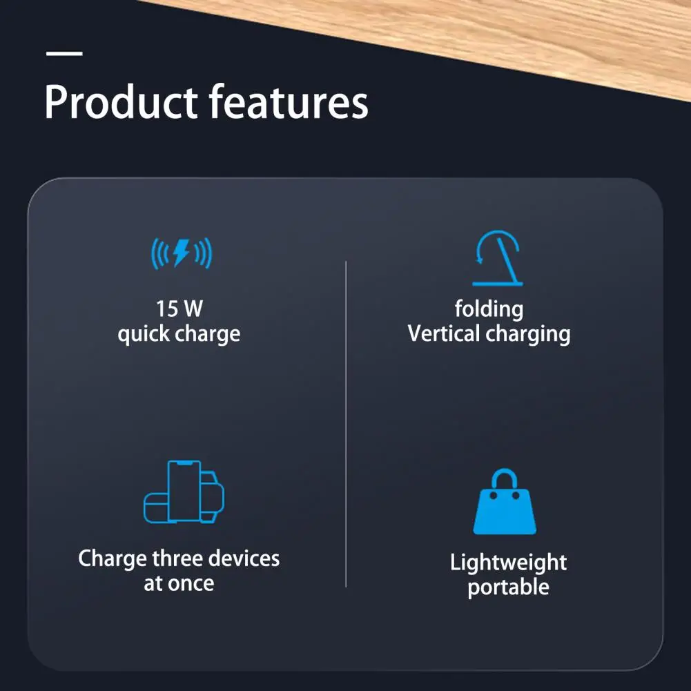 Wireless Charger  Useful Foldable Acrylic  Foldable 3 in 1 Charging Station for Travel