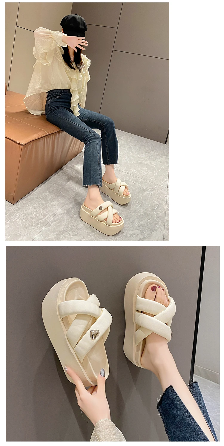 Sandalias gruesas para mujer con cuña de 8 cm de grosor - True Deals Club