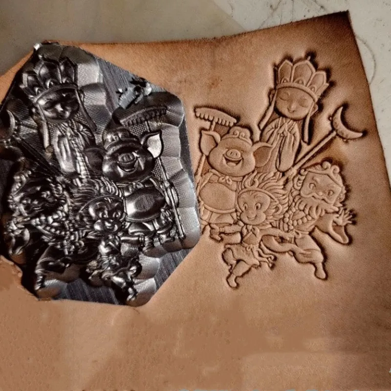 Journey to the West Metal Stamp Set-4pcs Aluminum Alloy 3D Embossing Mold for Leathercraft 68x58/67x43/65x38/79x58mm ﻿