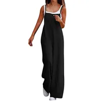 Women'S Casual Loose Jumpsuit Linen Breathable And Comfortable Simple Shoulder Strap Jumpsuit Summer Fashion Streetwear - Image 2