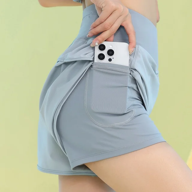 PHIGEER Yoga Shorts for Women Lightweight Gym Cycling Workout Shorts with Pocket Breathable Running Sweatpants Athletic Clothes