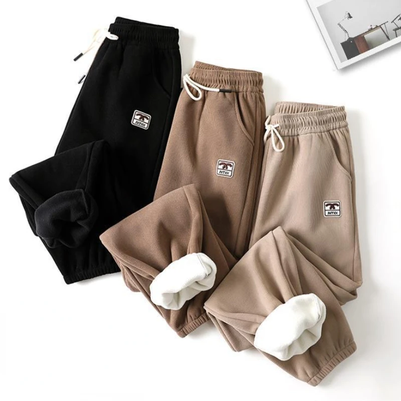 

Women's Loose Velvet Sweatpants Winter Casual Warm Haren Pants Thick Jogger Baggy Pantalones High Waist Vintage Cargo Trousers