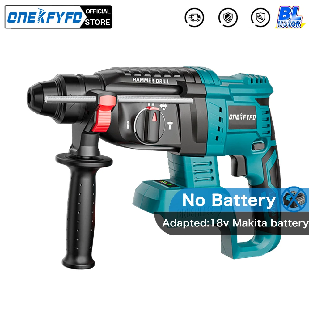 3in1 Electric Hammer Drill Brushless Impact Hammer 21V Cordless Drill FUNCTION Multifunctional Steel Concrete Wood For 18V Makita Battery