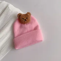 Cozy Cartoon Bear Knitted Baby Hat - Soft & Warm - 0 - 12 Months (Pink)