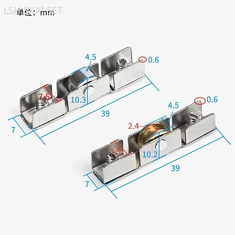 Aluminum Alloy Window Pulley Sliding Door Window Wheel Glass Track Roller Furniture Hardware Accessories 10Pcs