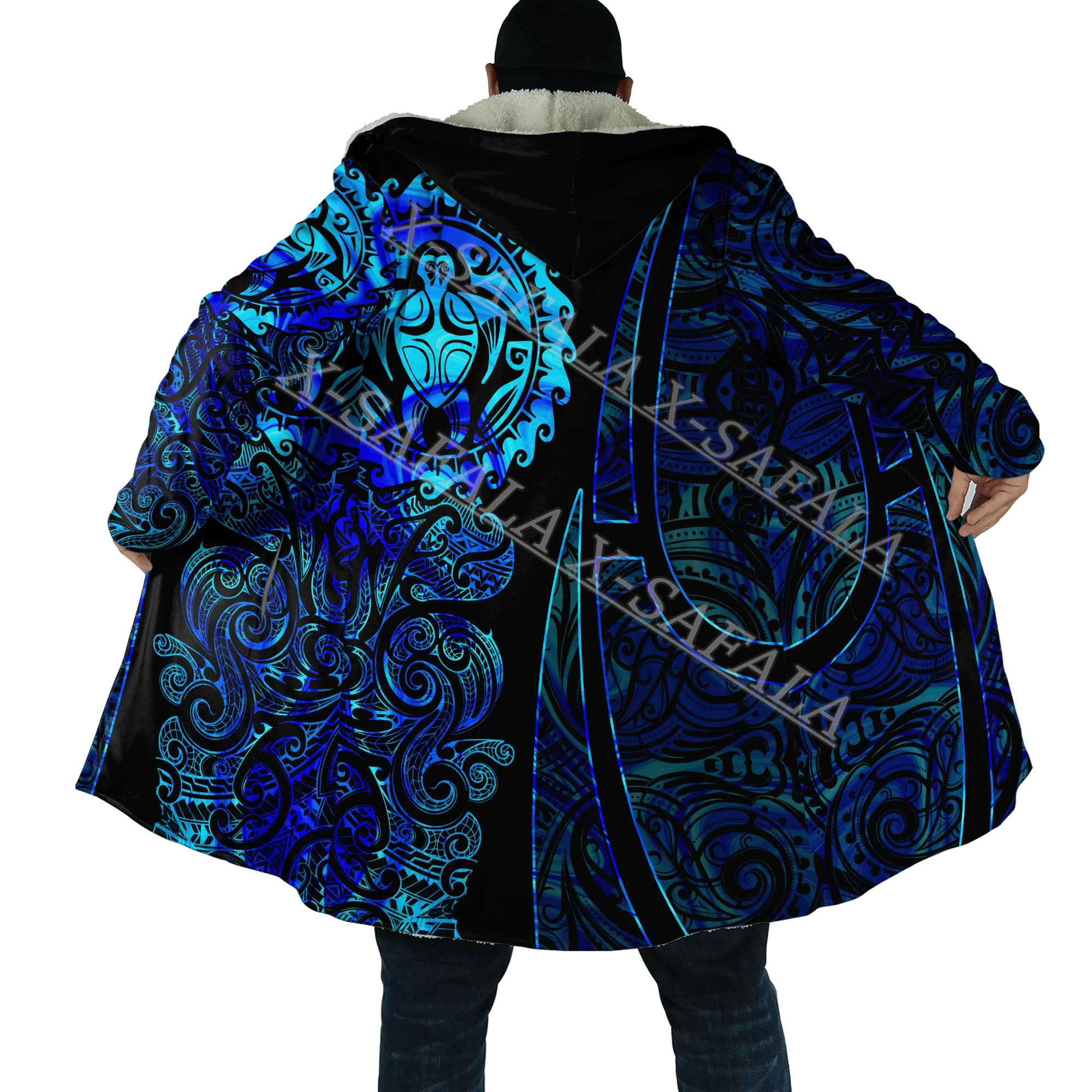 

AOTEAROAC Country New Zealand Thick Warm Hooded 3D Print Cloak Men Overcoat Coat Windproof Fleece Cape Robe Blanket-2