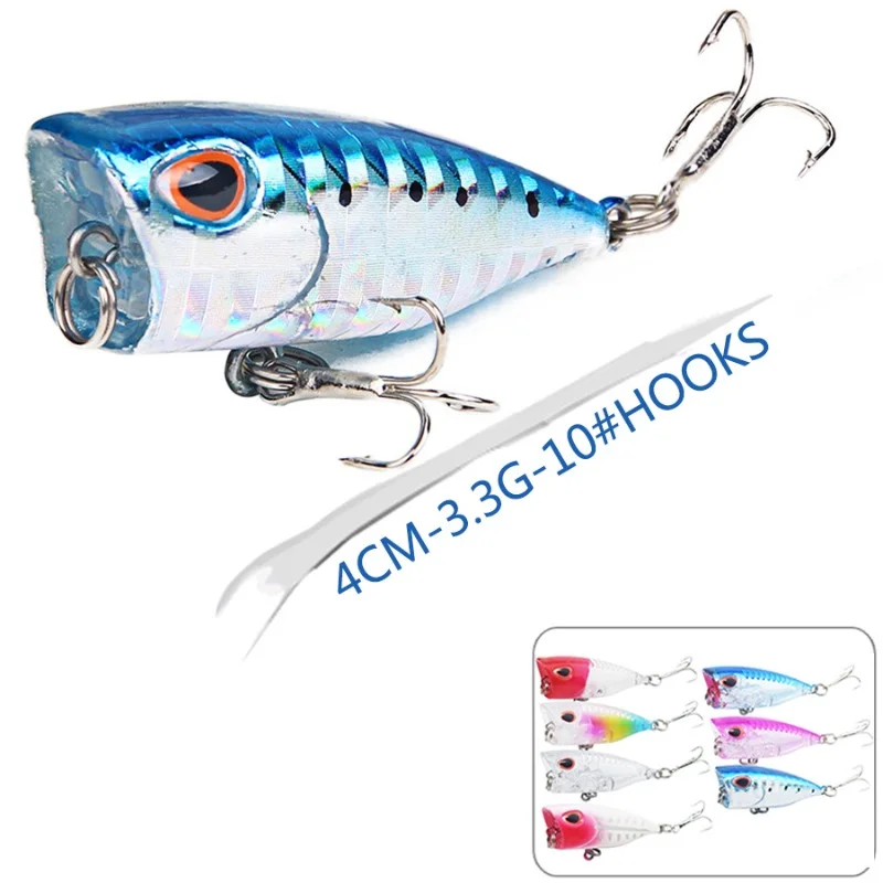 Mini Esche Da Pesca Artificiali, Popper Crankbaits, Tolling Pike, 3D Eyes Fish, Topwater Swimbait, Minnow Baubles, 1Pc