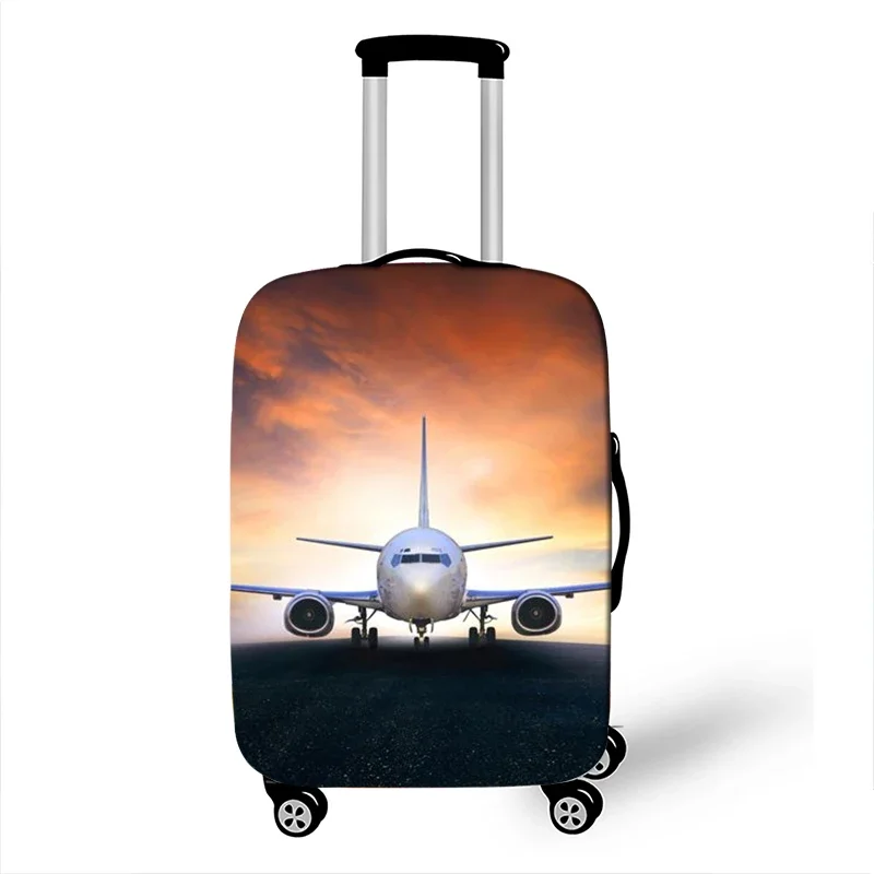 Car Go Travel Camping Print Luggage Covers 18-32 Inch Elastic Trolley Case 3D Map Plane Protective Anti-dust Suitcase Cover 2