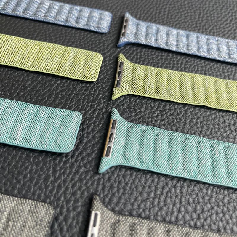 애플 워치 7 8 밴드용 오리지널 마그네틱 팔찌 루프, 울트라 49mm, 44mm, 45mm, 42mm, 38, 40, 41mm, 데님 브레이드 코레아 iWatch se 6