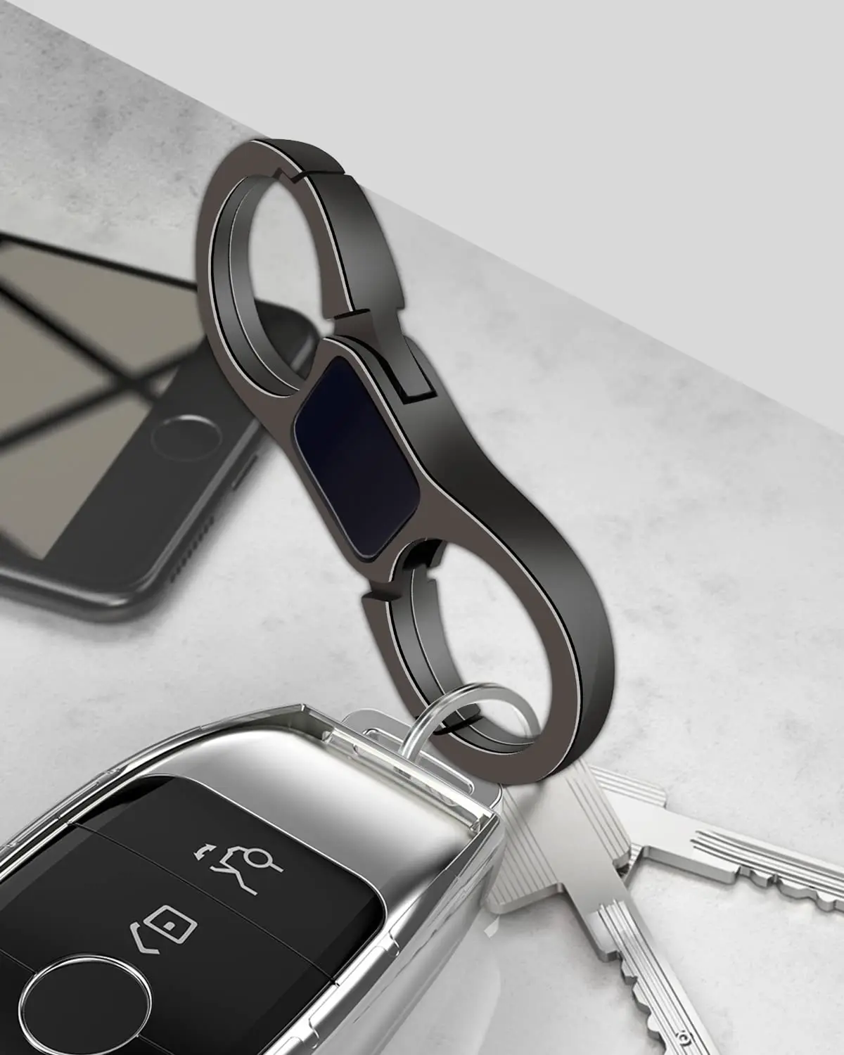 Key Chain Quick Release Spring with 4 Key Rings Heavy Duty Car Keychain Organizer for Men and Women snap hook keychain rings metal keyring key fob keychain spring ring clasp metal keyring clasp