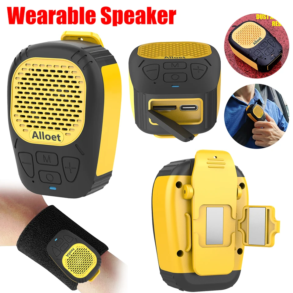 Altoparlanti Bluetooth indossabili IPX7 Impermeabile Clip-On Altoparlante portatile, Altoparlante Bluetooth magnetico/Suono pulito/Coppia stereo/Wireless 5.4 Microfono incorporato/Leggero per