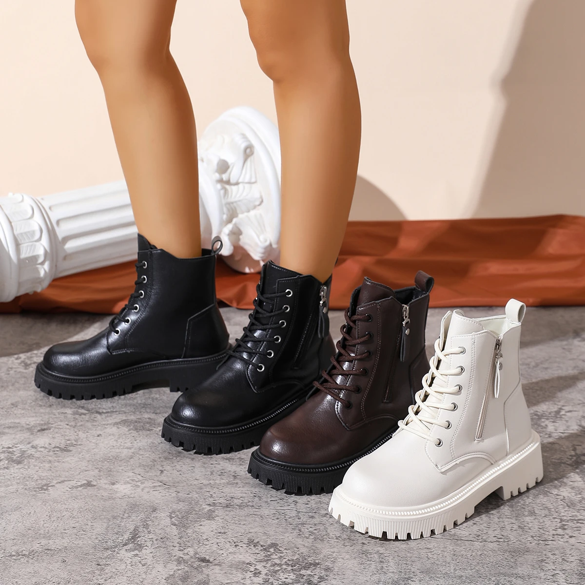 Autumn and Winter Solid Color Classic Plus Velvet Warm Short Boots Women's 2026 New Non-slip Round-headed Bare Boots Botas Mujer