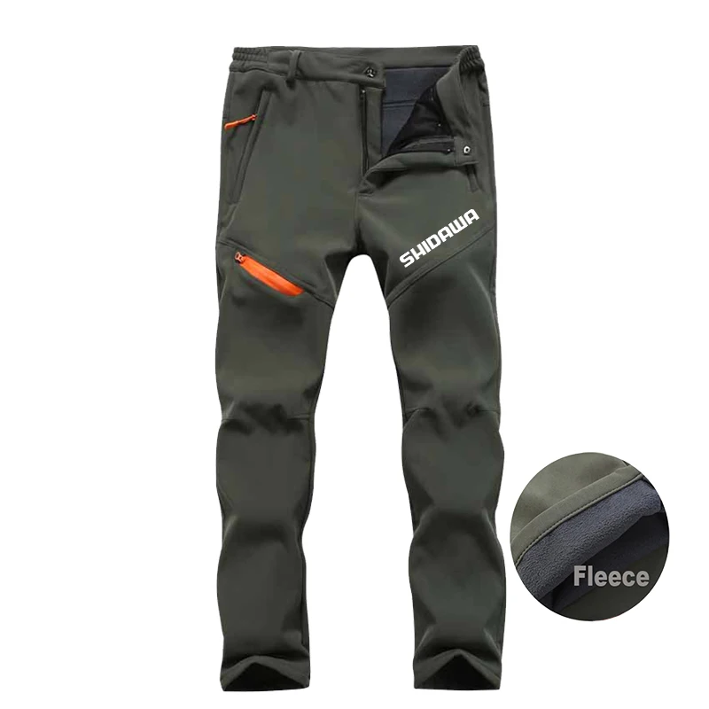 

2024 Men's Soft Shell Charge Pants Outdoor Velvet Thickened Waterproof Windproof Fishing Pants Winter Warm Mountaineering Pants