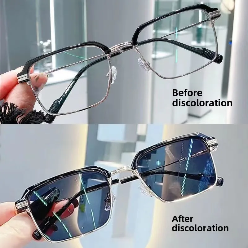 Photochromic Anti Radiation Glasses Photochromic Anti Radiation Glasses for Woman Men Vintage Eyebrow Frame