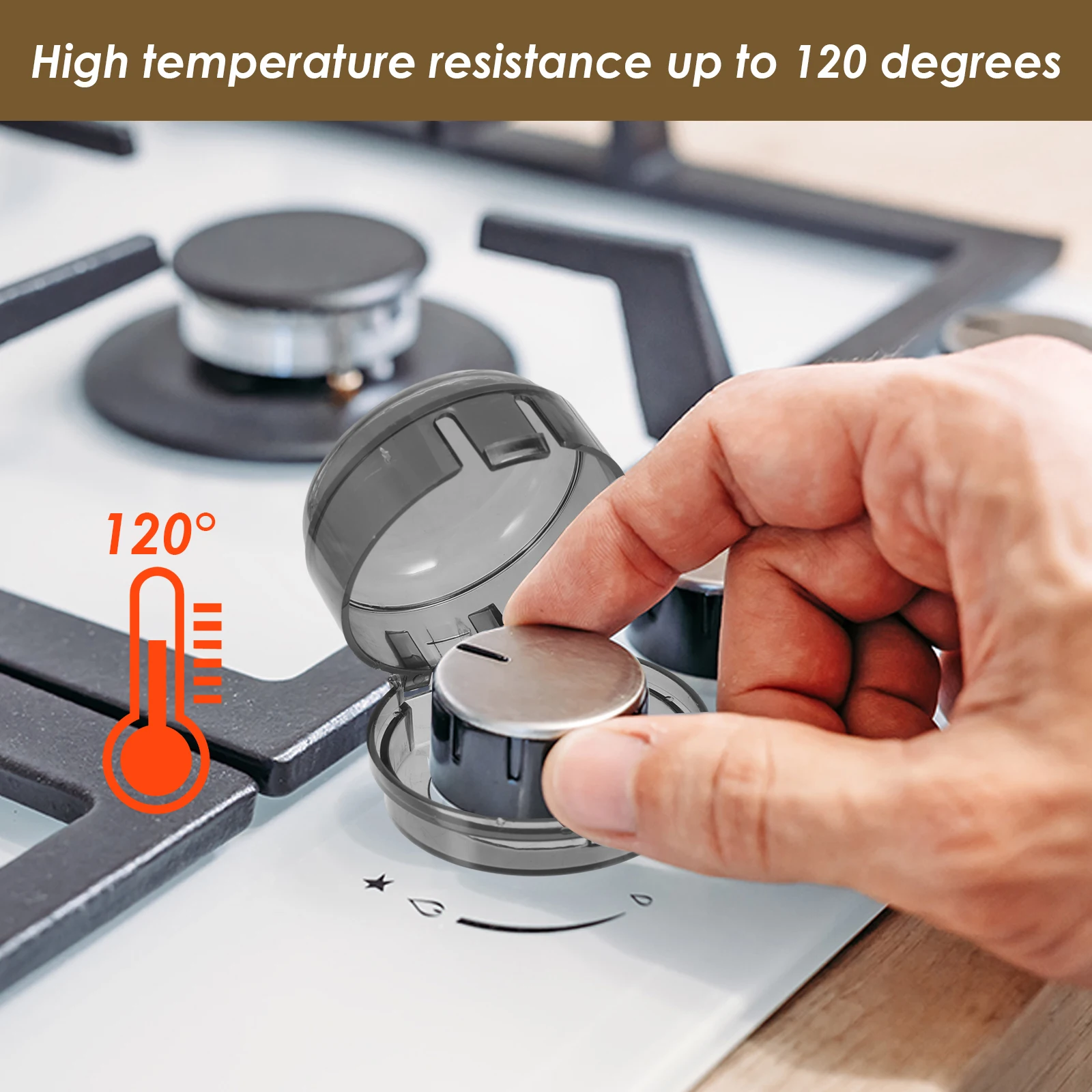 Gas Stove Knob Cover 6PCS Child Safety Plastic Kitchen Guards Gas Oven Lock Protectors Anti-dirty Non-slip Baby Safety Lock