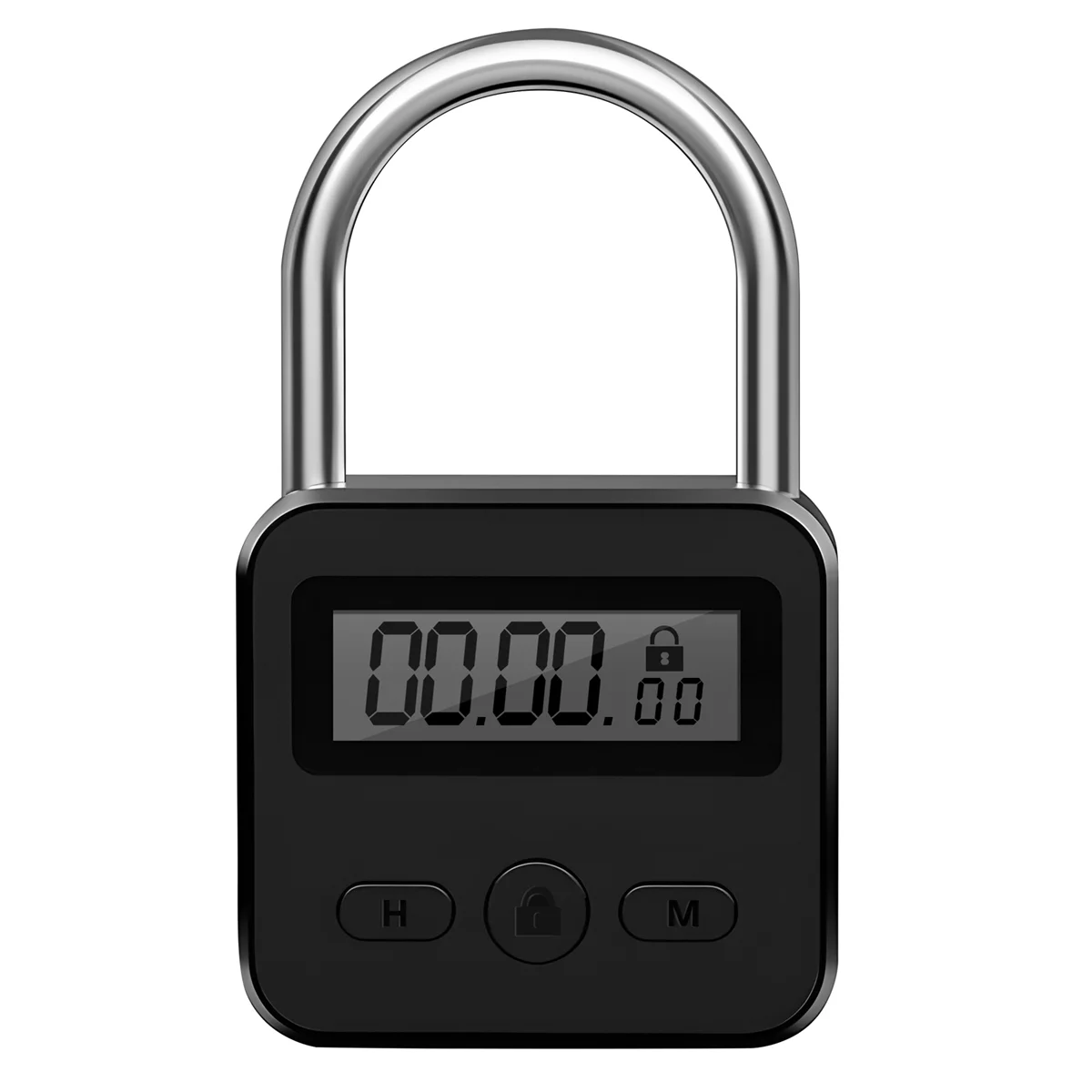 Timer Padlock Metal Timer Lock LCD Display Multi-Function Electronic Time 99 Hours Max Timing USB Rechargeable Timer Padlock Black