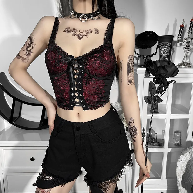 

Vintage Medieval Gothic Tank Top Women Sexy Slim Lace Up Waist Bustier Corset Slim Tie Tops Corselet Steampunk Body Shapewear