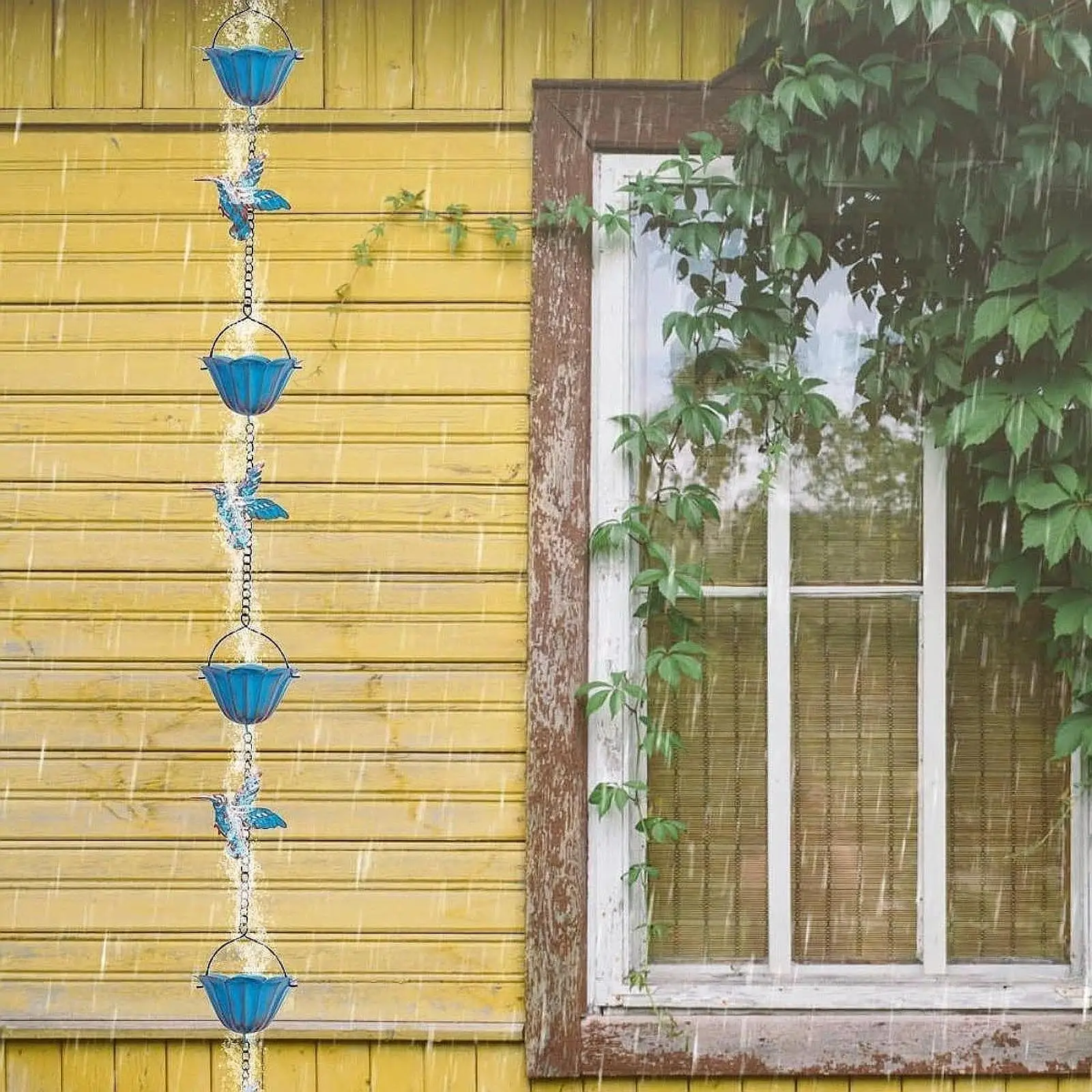 Gutters Downspouts for Divert Water Villas Eaves Drainage Outdoor Rain Collector Cups Bird Rain Chains for Gutters Catcher Chain