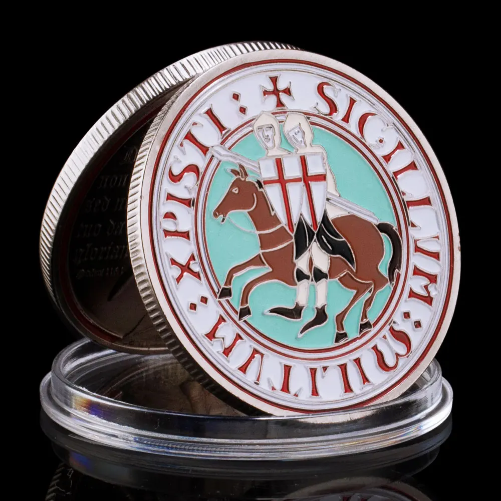 Decorazioni Per La Casa Cristiana Argento Antico Cavaliere Templare Sfida Moneta Armatura Di Dio Monete Commemorative