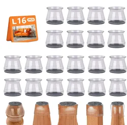 16 - Pack Silicone Chair Leg Floor Protectors with Felt Bottom Sliders - 1 Pc (16PCS L)