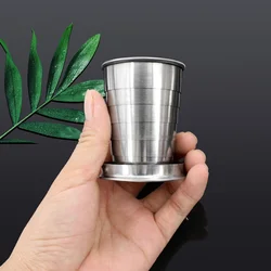 75/140/240ml Stainless Steel Flexible Folding Cup Ourdoor Travel Camping Cup With Keychain Portable Foldable Drinkware