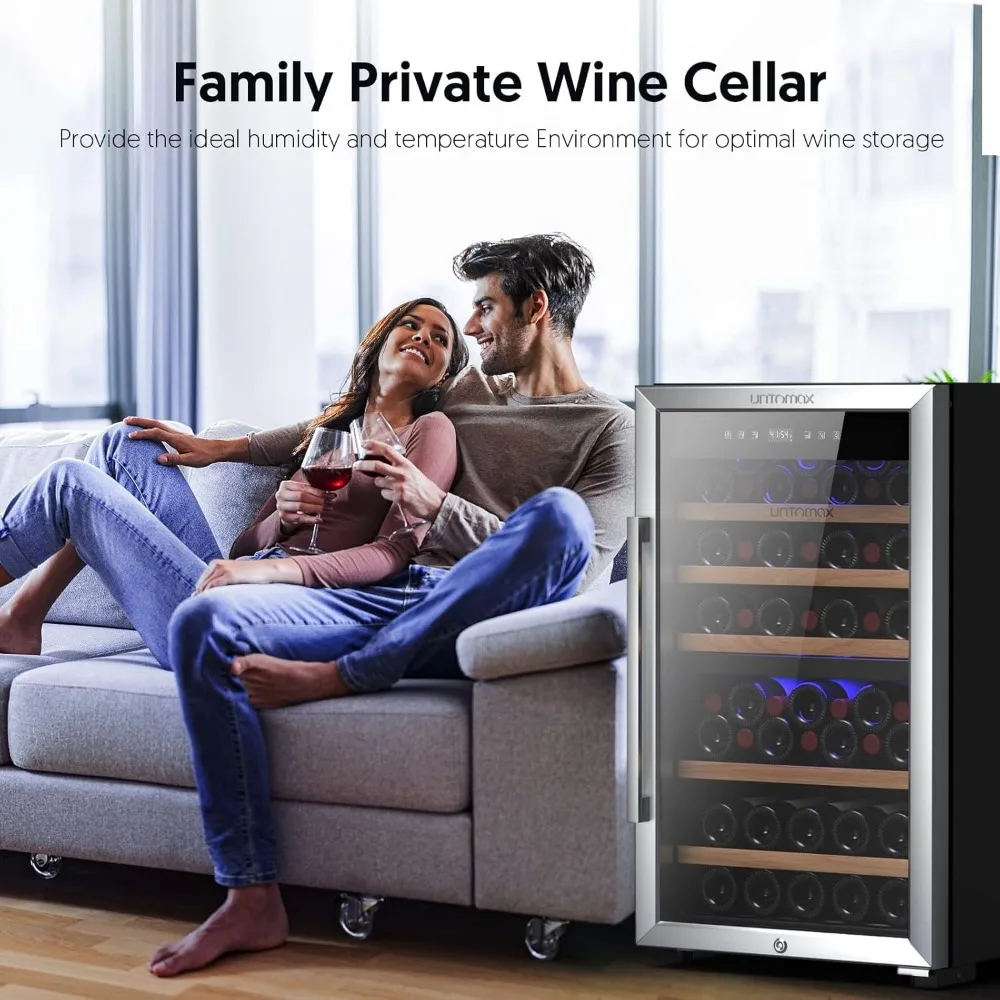Wine Cooler Refrigerator Freestanding w/Lock,Digital Temperature Control Compressor Wine Cellar,Fast Cooling Low Noise No Fog