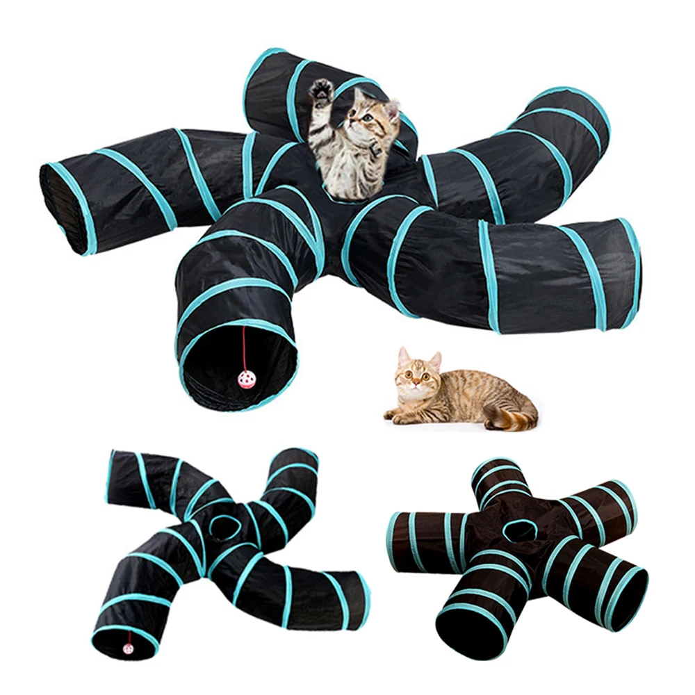 Indoor 234 5S-way Collapsible Cat Tunnel Tube Kitty Tunnel Bored Cat Pet  Toys Peek Hole Toy Cat Puppy Kitty Kitten Rabbit