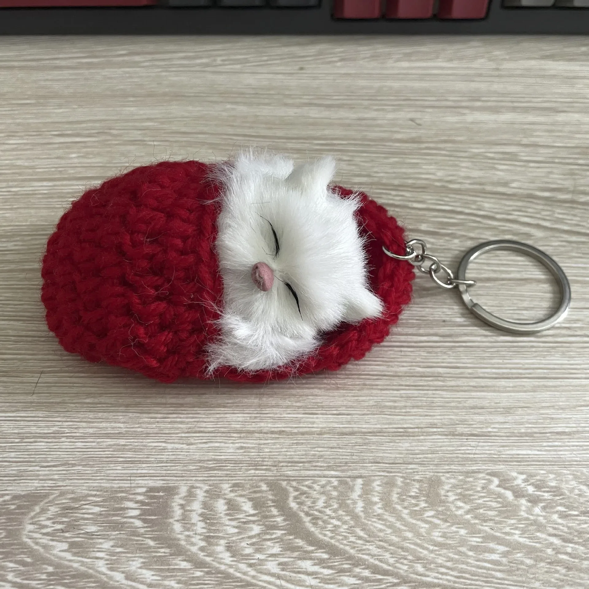Simulation Mini Cat Keychain Cute Plush Cats With Sound Children Birthday Gifts Creative Imitation Cat Ornaments Bag Decoration