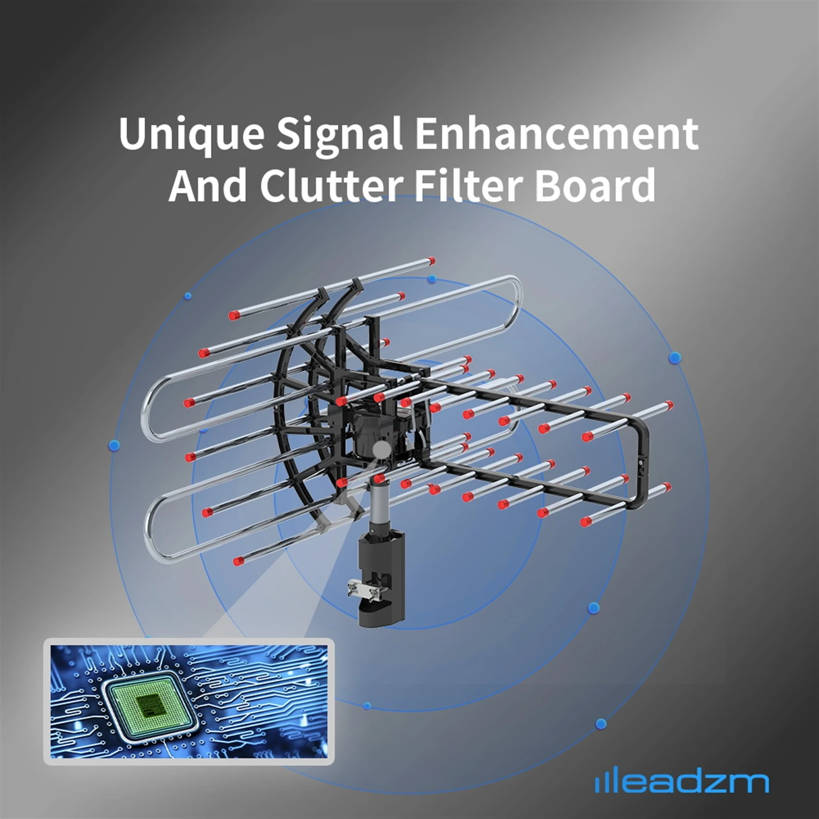 TA-851 Plus 360&deg;Rotation UV Dual Frequency 45-860MHz 22-38dB 42.65ft cable Outdoor Antenna
