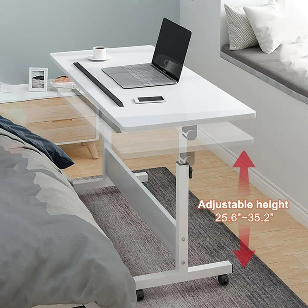 Rolling Desk Adjustable Height Rolling Computer Cart Portable Laptop Desk Small Adjustable Home Office Desk