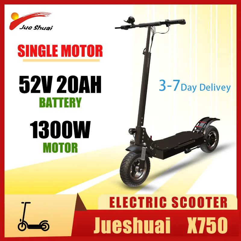 

Jueshuai 52V 20AH Lithium Battery Electric Scooter 78KM Max Range 65KM/H Max Speed 10Inch Pneumatic Tire Waterproof E Scooter