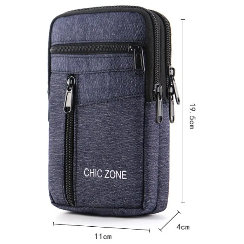 HAISSKY Men's Hook & Loop Belt Holster Phone Pouch with Zipper Bags and Crossbody Lanyard