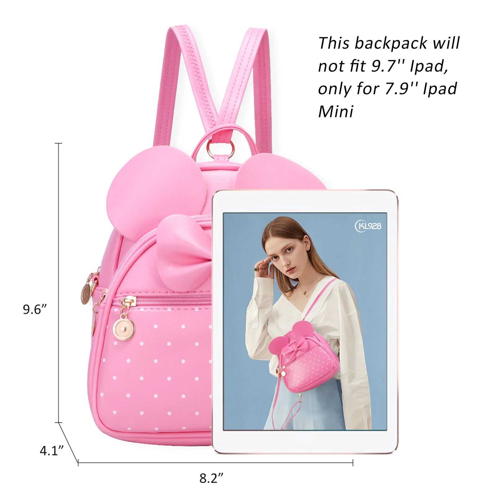Girl's Small Backpack, Cute Casual School Bag, Leather Backpack