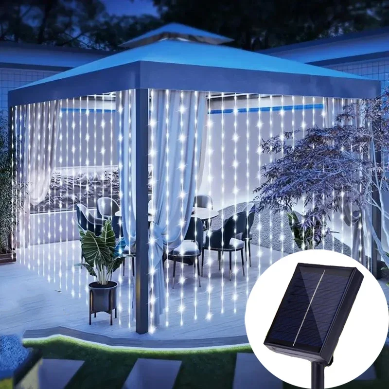 thumbnail image 1 of Guirnalda de luces LED solares para exteriores, 600 luces LED, para jardín, patio, boda, fiesta, vacaciones, Halloween, decoración navideña, 1 of 5