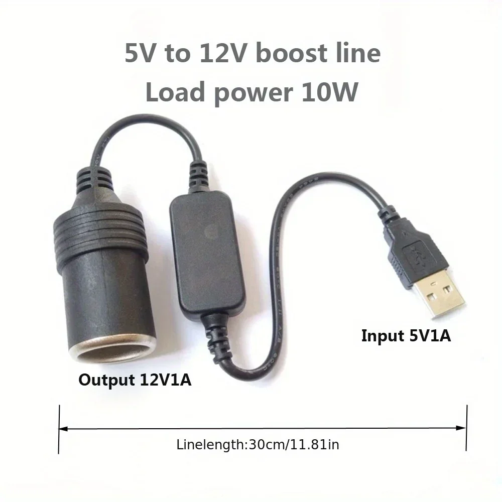 Black ABS Car USB to 12V Cigarette Lighter Socket Converter Adapter