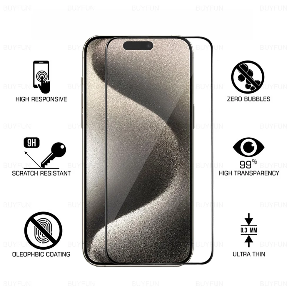 PcCom Essential Protector Cristal Templado 3D para iPhone 15 Pro Max