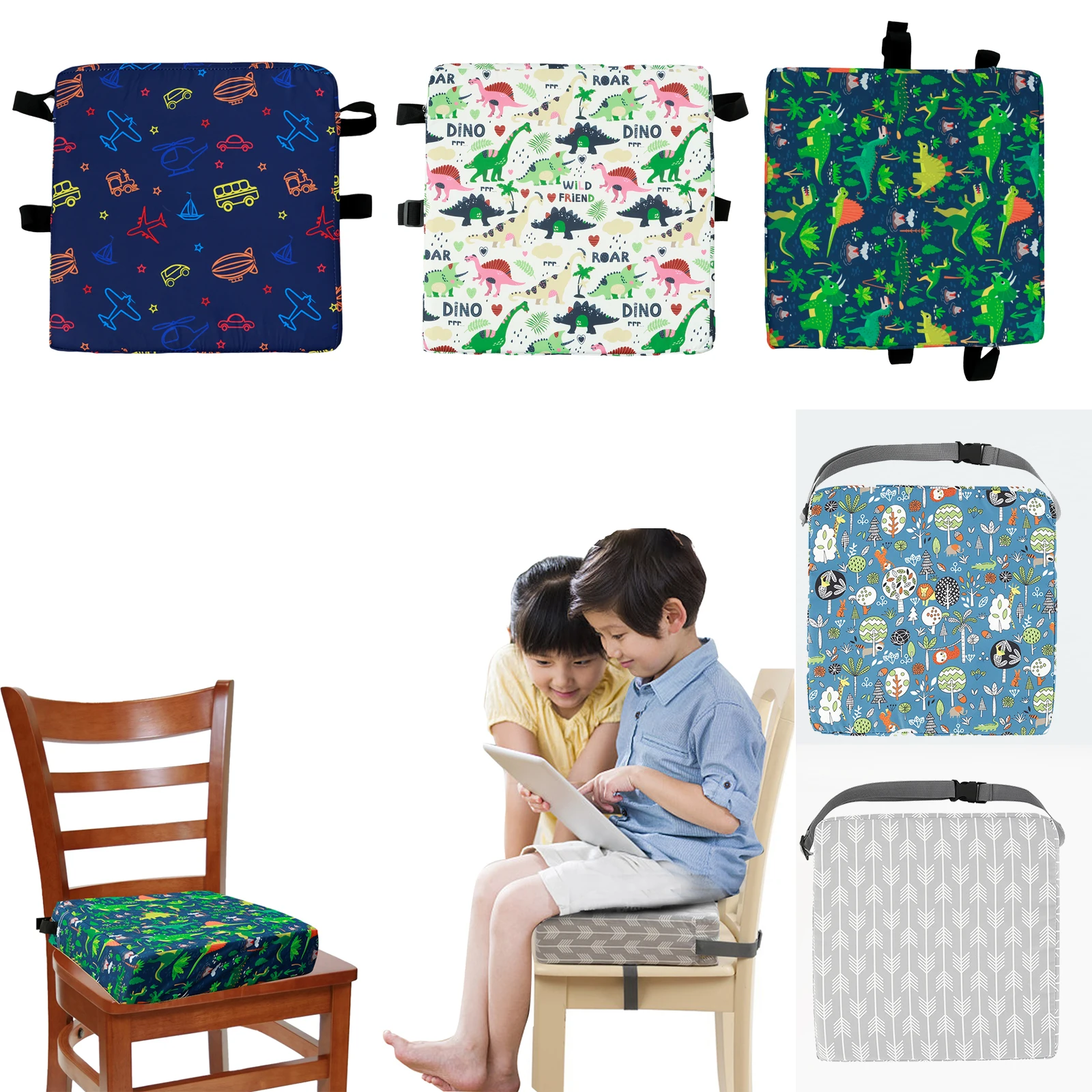 Kids Booster Seat Pad Non Slip Cushion Adjustable Safety Belt