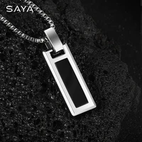 Necklace for Men Natural Turquoise Pendant High end Trendy Brand Tungsten Black Agate Fashion Versatile，Engraving 2