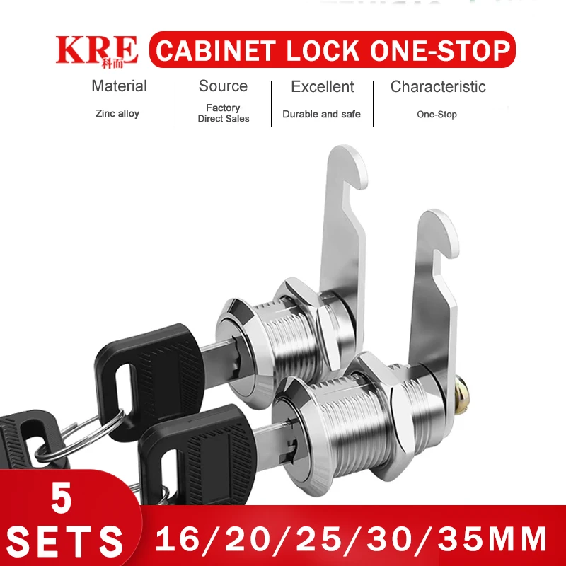 Kre 1sets Metal Cylinder Security Locker Cam Lock With 2 Keys