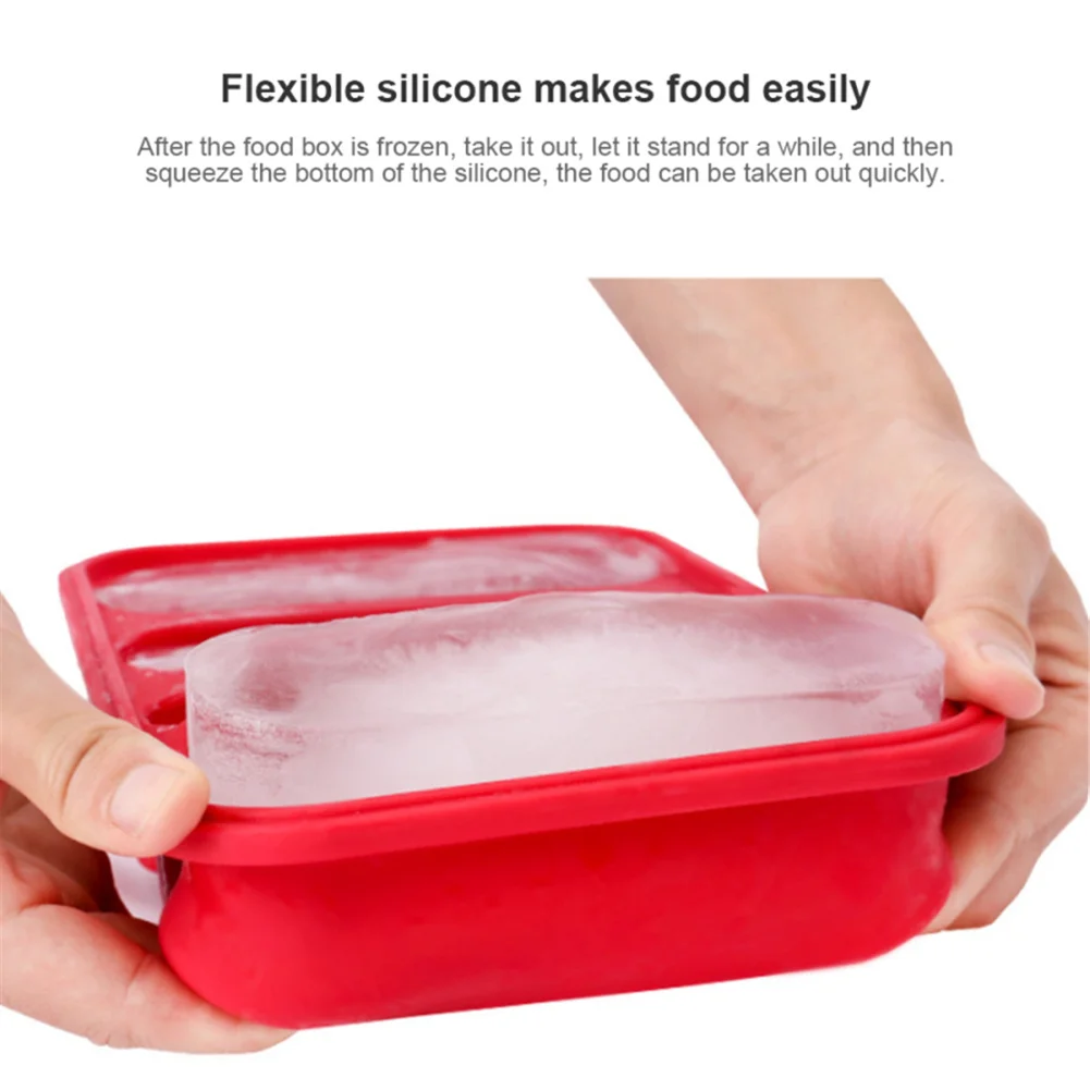 Silicone Freezer Tray Soup 4 Cubes Food Freezing Container Molds With Lid, ice mold